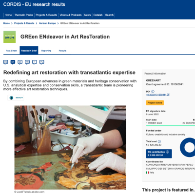 GREENART project results published on CORDIS website